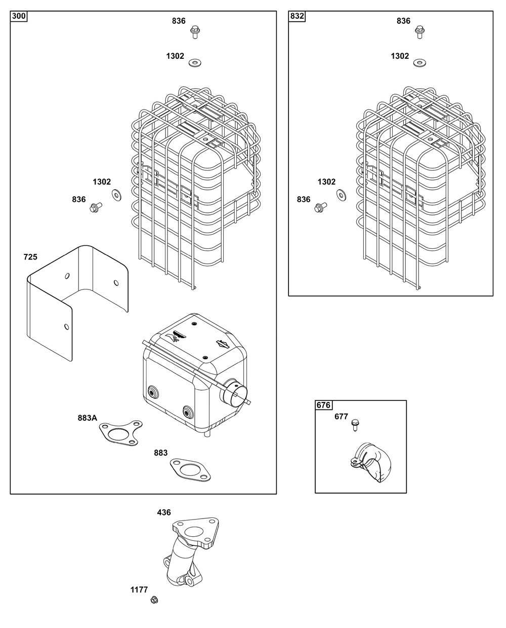 Exhaust Group Diagram and Parts List for 19N132-0237-H1 100000 - 19Z999 Briggs and Stratton Engine